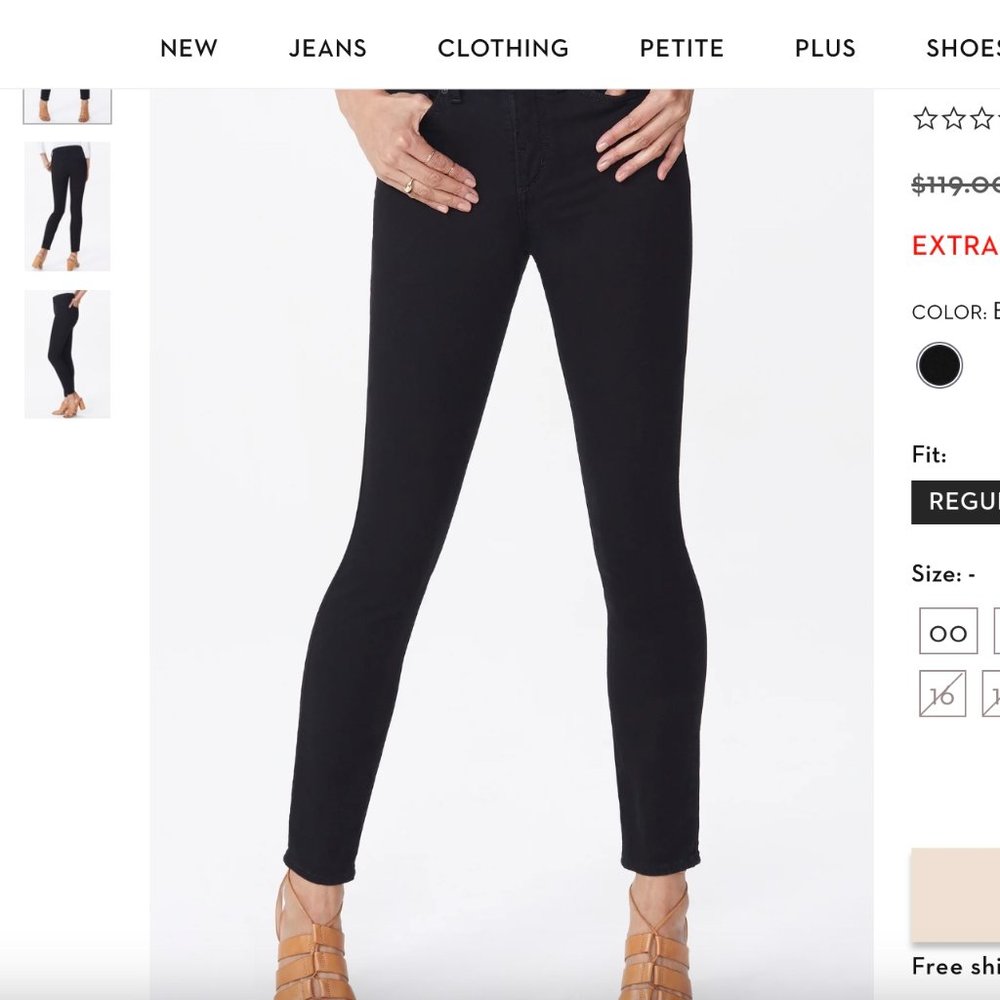 NYDJ Ami Skinny Jeans Black Size 10